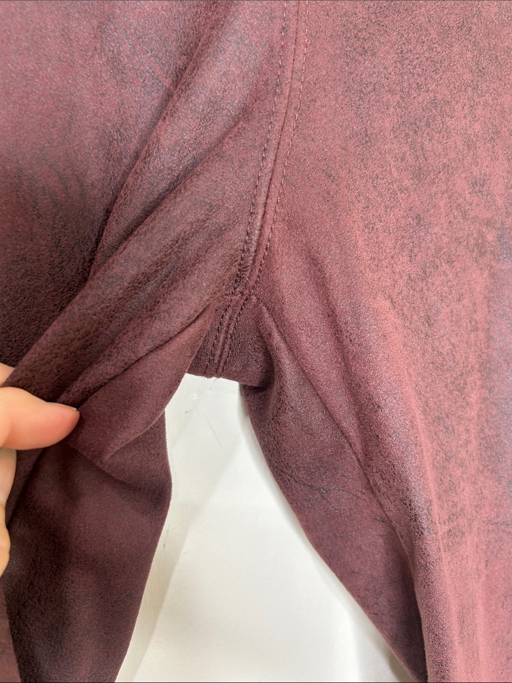 FREE PEOPLE Vegan Faux Suede Leggings Wine Burgundy Size 30 - Picture 7 of 12